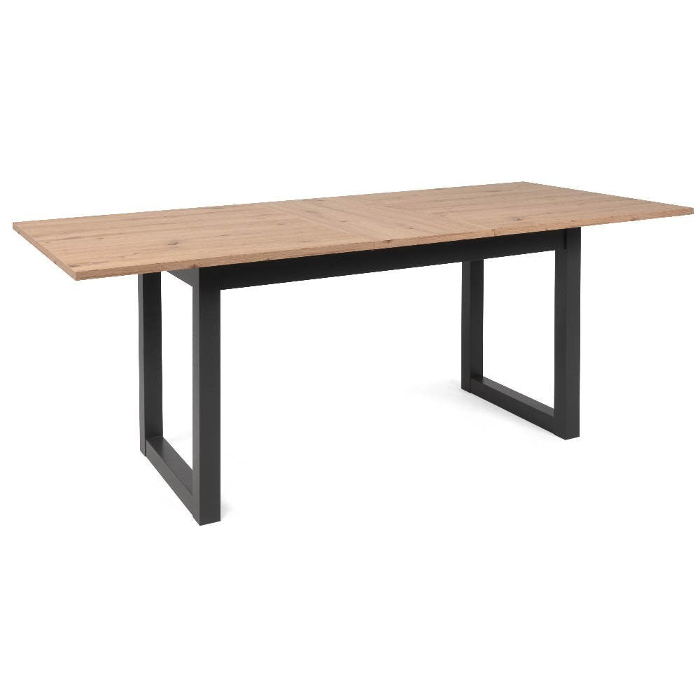 Table extensible 160x90 cm avec plateau couleur chêne et structure anthracite - Denver 50