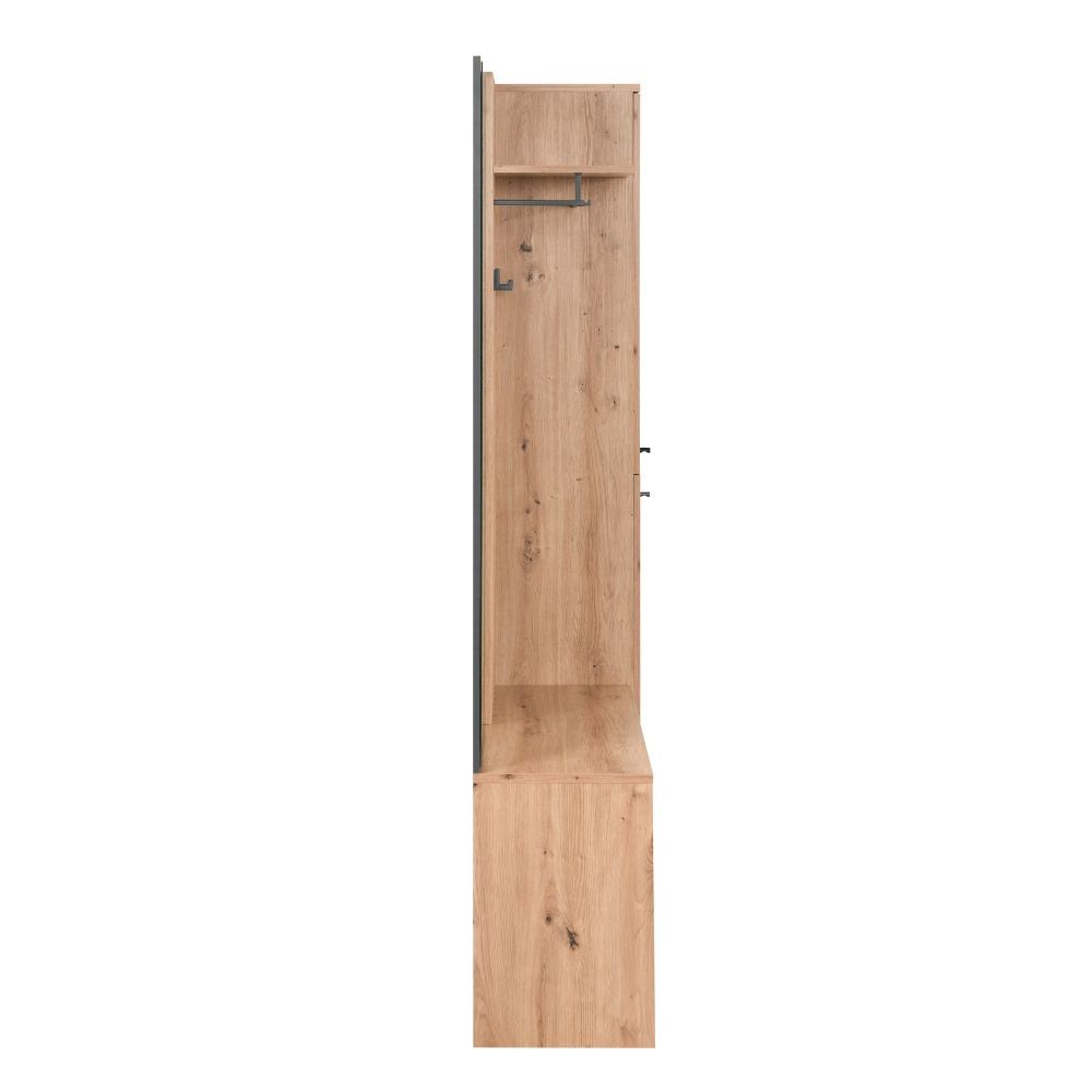 Mobile ingresso con frontale cannettato e specchio Medan42B colore quercia antracite 122x37x190H