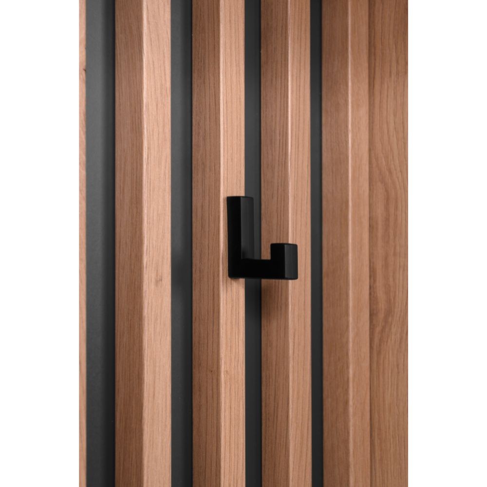 Mobile ingresso con frontale cannettato e specchio Medan42B colore quercia antracite 122x37x190H