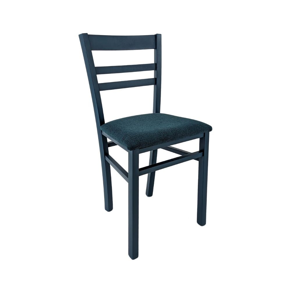 Set 2 sedie in legno rivestita in tessuto colore blu - Cromica