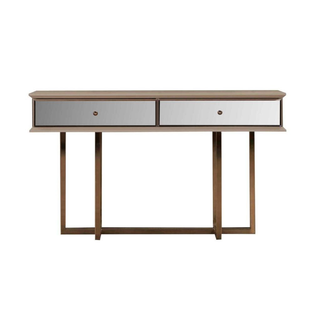 Dresser con gambe oro e 2 cassetti finitura vizon cream 140.4x80.3H cm - Eliza
