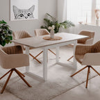Tavolo rettangolare allungabile Houston80B sabbia e bianco 120x80x75H