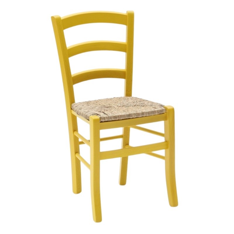 Set 2 sedie in legno di faggio con seduta paglia Venezia colore anilina giallo