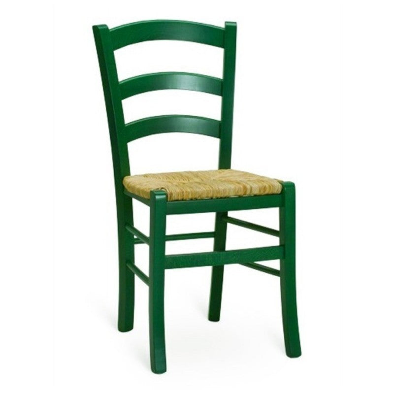 Set 2 sedie in legno di faggio con seduta paglia Venezia colore anilina verde scuro