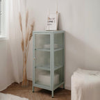 Vetrina in vetro scanalato temperato e acciaio laminato verde menta Milton01 40x40x101.1H