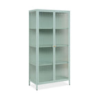 Vetrina in vetro scanalato temperato e acciaio laminato verde menta 2 ante Milton52A 80x40x160H
