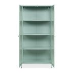 Vetrina in vetro scanalato temperato e acciaio laminato verde menta 2 ante Milton52A 80x40x160H
