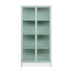 Vetrina in vetro scanalato temperato e acciaio laminato verde menta 2 ante Milton52A 80x40x160H