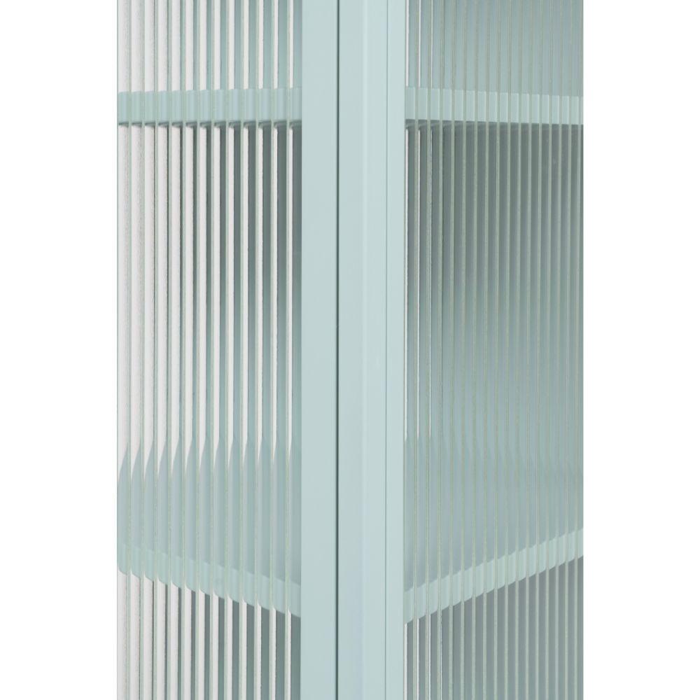 Vetrina in vetro scanalato temperato e acciaio laminato verde menta 2 ante Milton52A 80x40x160H