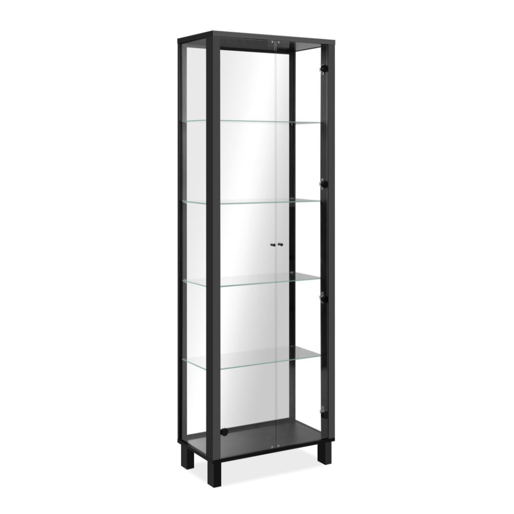 Vetrina colore nero con 2 ante e 4 ripiani Albi52B 62x33x189H