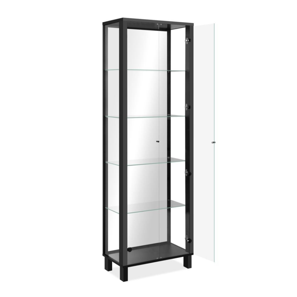 Vetrina colore nero con 2 ante e 4 ripiani Albi52B 62x33x189H