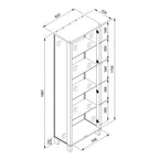 Vetrina colore nero con 2 ante e 4 ripiani Albi52B 62x33x189H