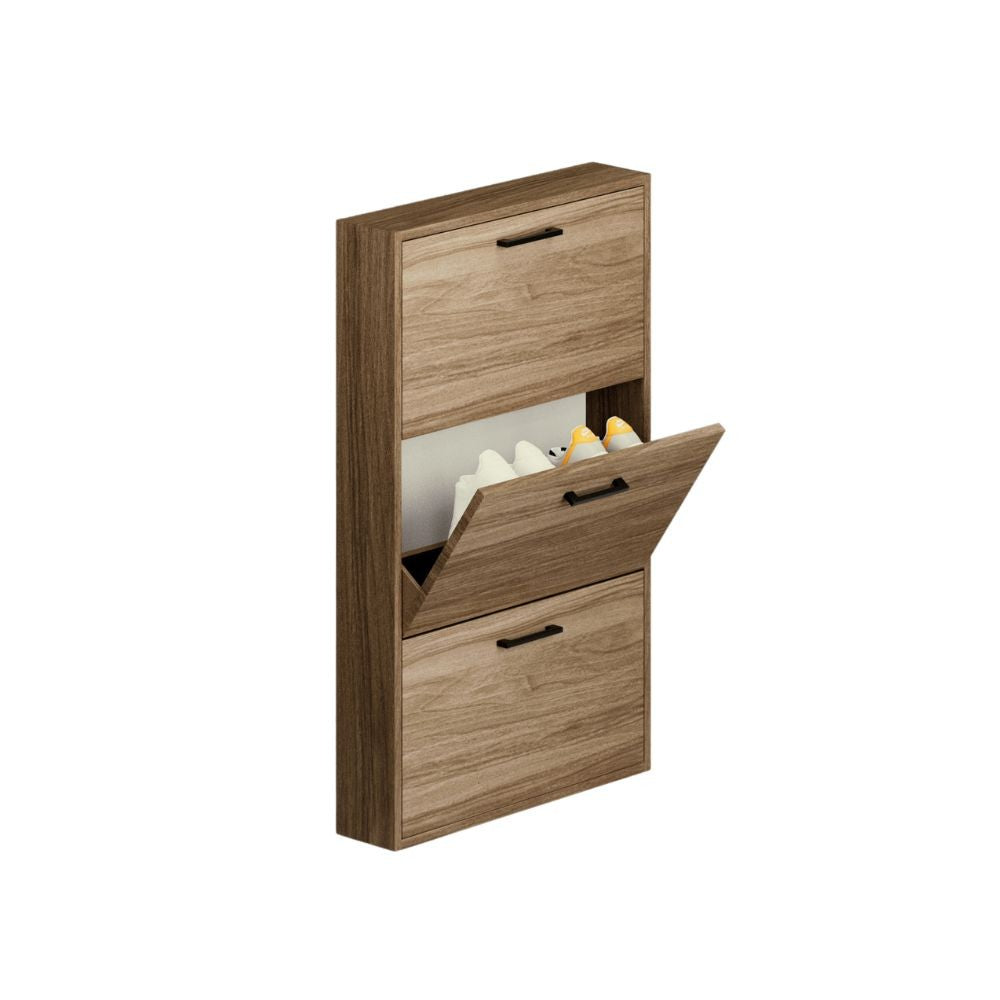Scarpiera 3 ante slim salvaspazio 108x65x15 Serena colore noce naturale