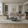 Divano relax 3+2 con poltrona recliner in tessuto beige scuro PotterSET