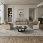 Divano relax 3+2 con poltrona recliner in tessuto beige scuro PotterSET