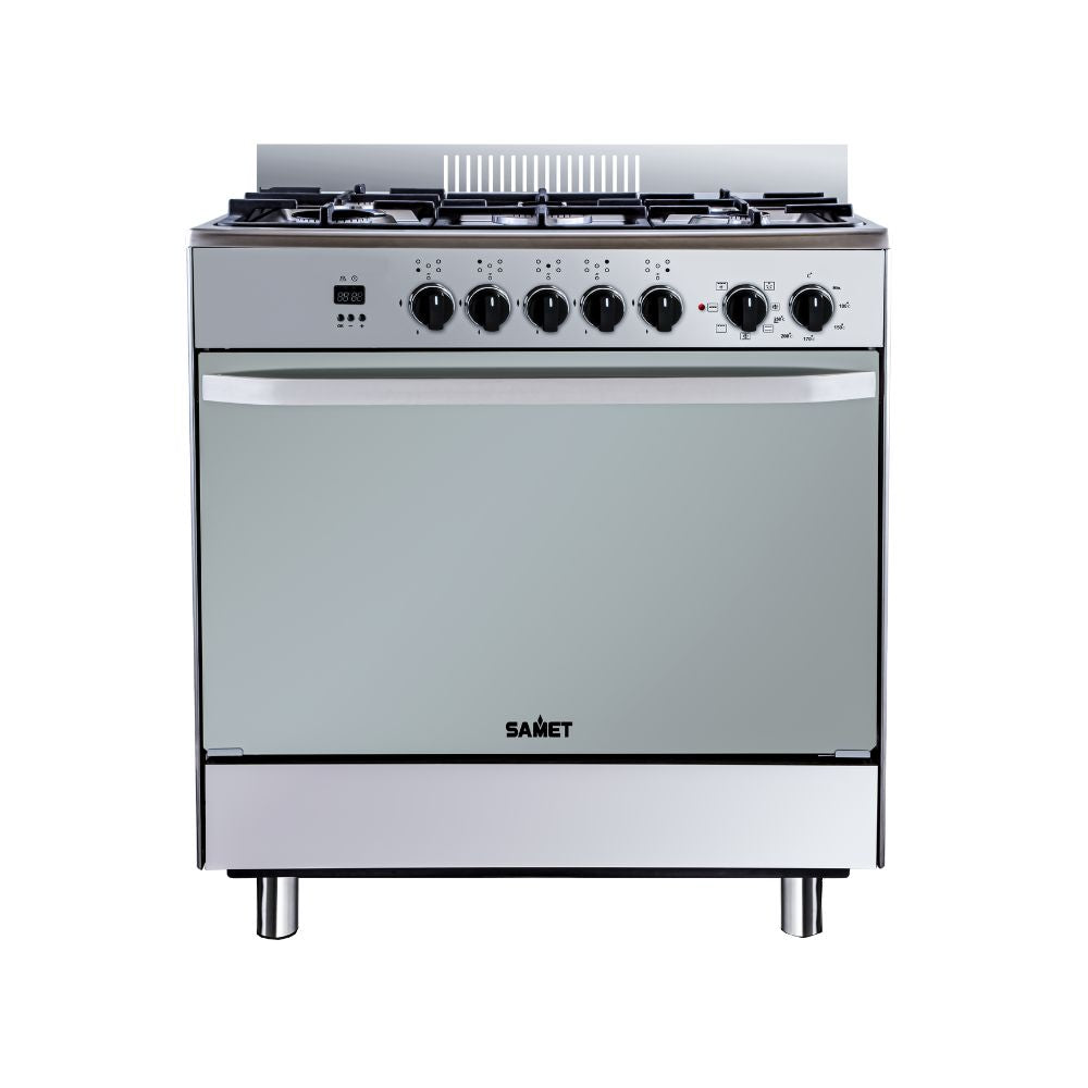 Cuisinière à gaz Stromboli 80x55 avec four et gril électriques Inox Classe A Samet