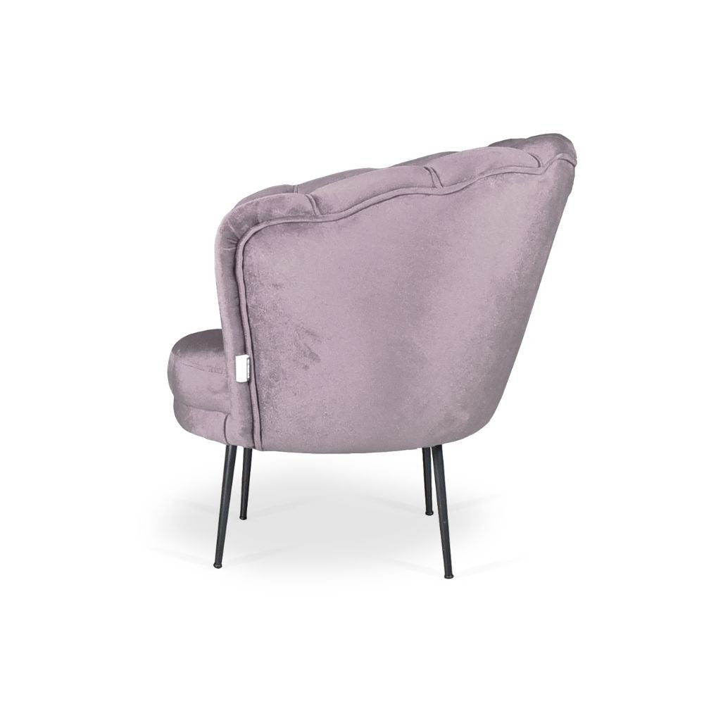 Poltrona a conchiglia Orel in velluto colore glicine