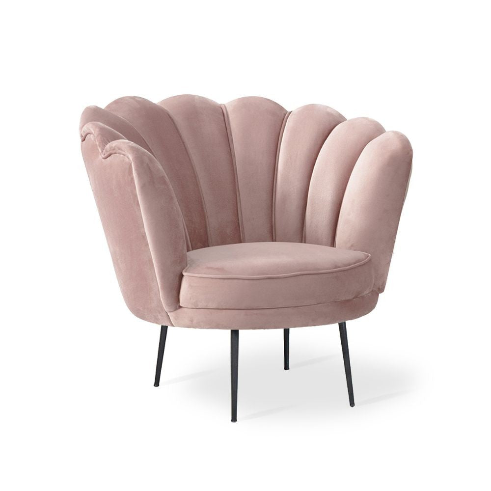 Poltrona a conchiglia Orel in tessuto colore rosa