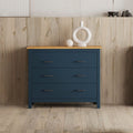 Commode en bois massif bleu et pin Miranda 100x40x80H