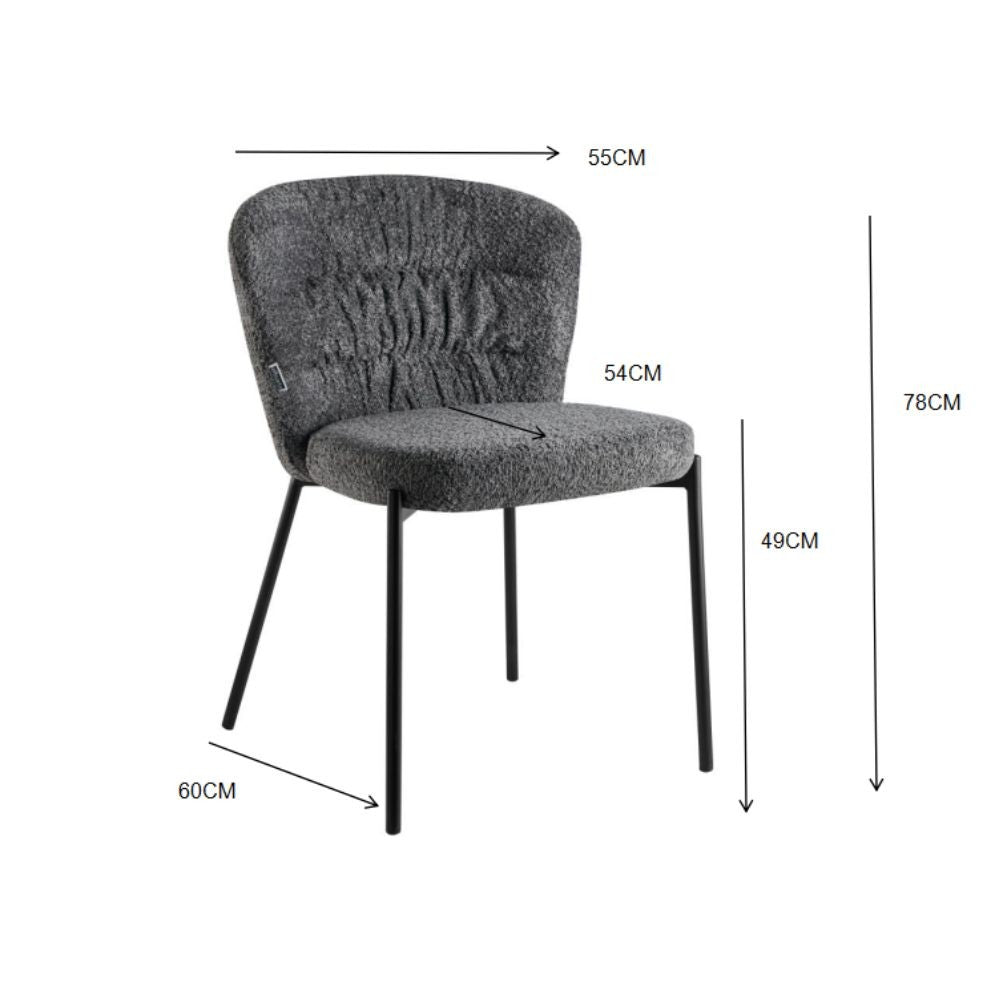Sedia Cami in tessuto teddy grigio: un connubio di design e comfort