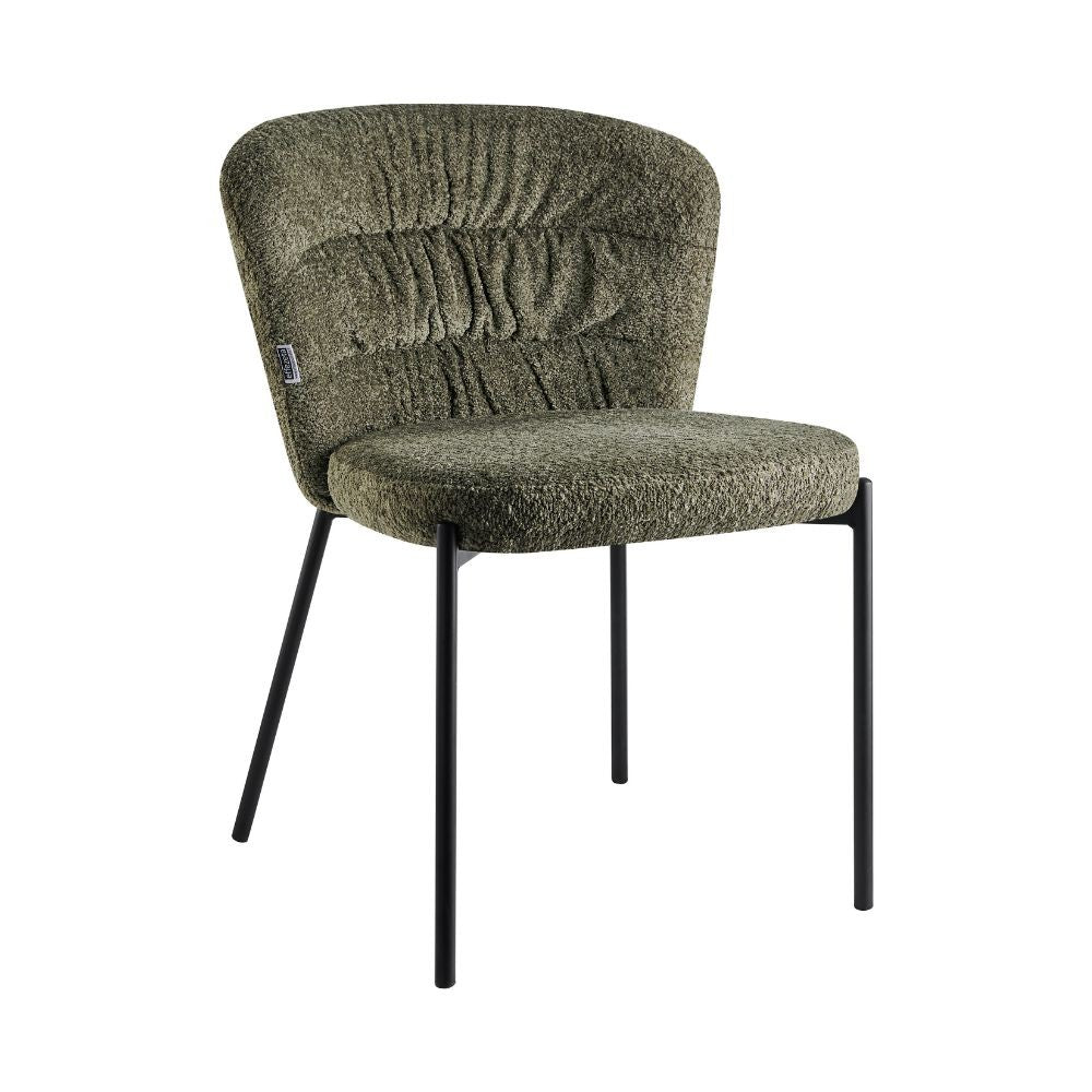Sedia Cami in tessuto teddy verde: un connubio di design e comfort