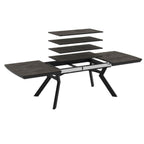 Tavolo rettangolare piano effetto marmo ardesia opaco e gambe in metallo 160x100x76H allungabile a 360 Robat