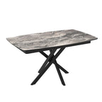 Tavolo allungabile piano effetto marmo arabesque nero lucido e gambe in metallo nero Filis 145x90x76H