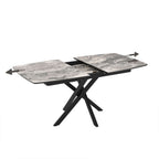 Tavolo allungabile piano effetto marmo arabesque nero lucido e gambe in metallo nero Filis 145x90x76H