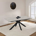 Tavolo allungabile con piano effetto marmo grigio opaco e gambe in metallo nero 180x100 cm Opera