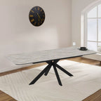 Tavolo Allungabile elegante effetto marmo lagina bianco opaco Opera 180x100x76H Opera