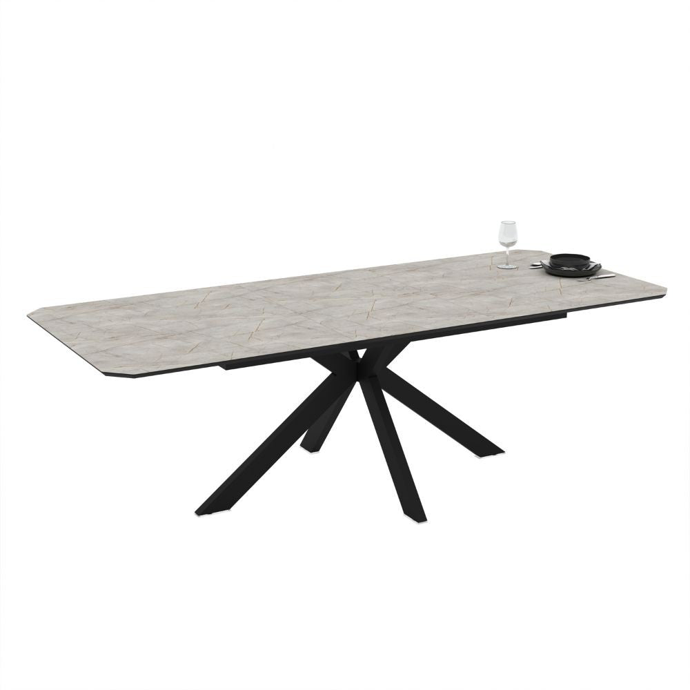 Tavolo Allungabile elegante effetto marmo lagina bianco opaco Opera 180x100x76H Opera
