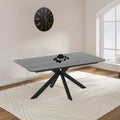 Tavolo allungabile con piano effetto marmo nero gold lucido e gambe in metallo nero 180x100 cm Opera