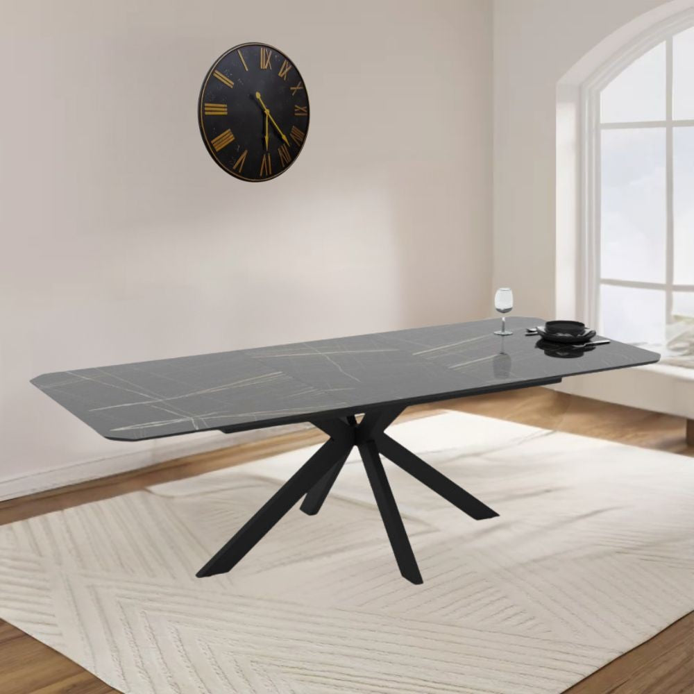 Tavolo Allungabile elegante effetto marmo nero gold lucido Opera 180x100x76H Opera