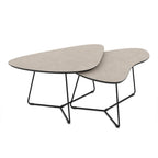 Coppia tavolini da salotto con piano colore cashmere e base metallo nera Tussey