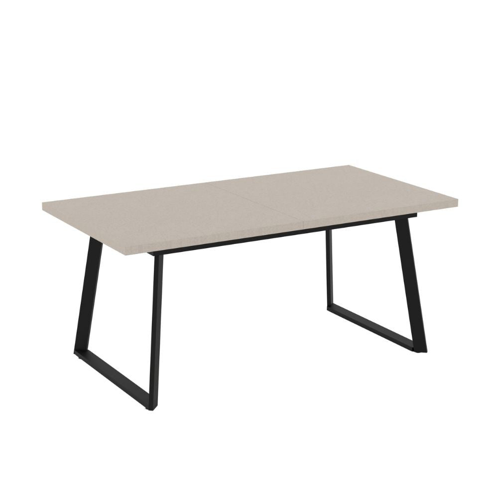 Tavolo allungabile piano cashmere e gambe in metallo nero Lavinya 170x90x75h