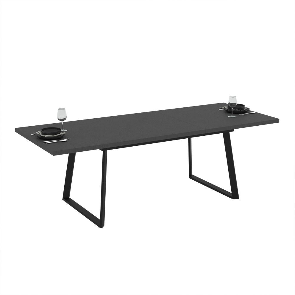 Tavolo allungabile piano ossido e gambe in metallo nero Lavinya 170x90x75h
