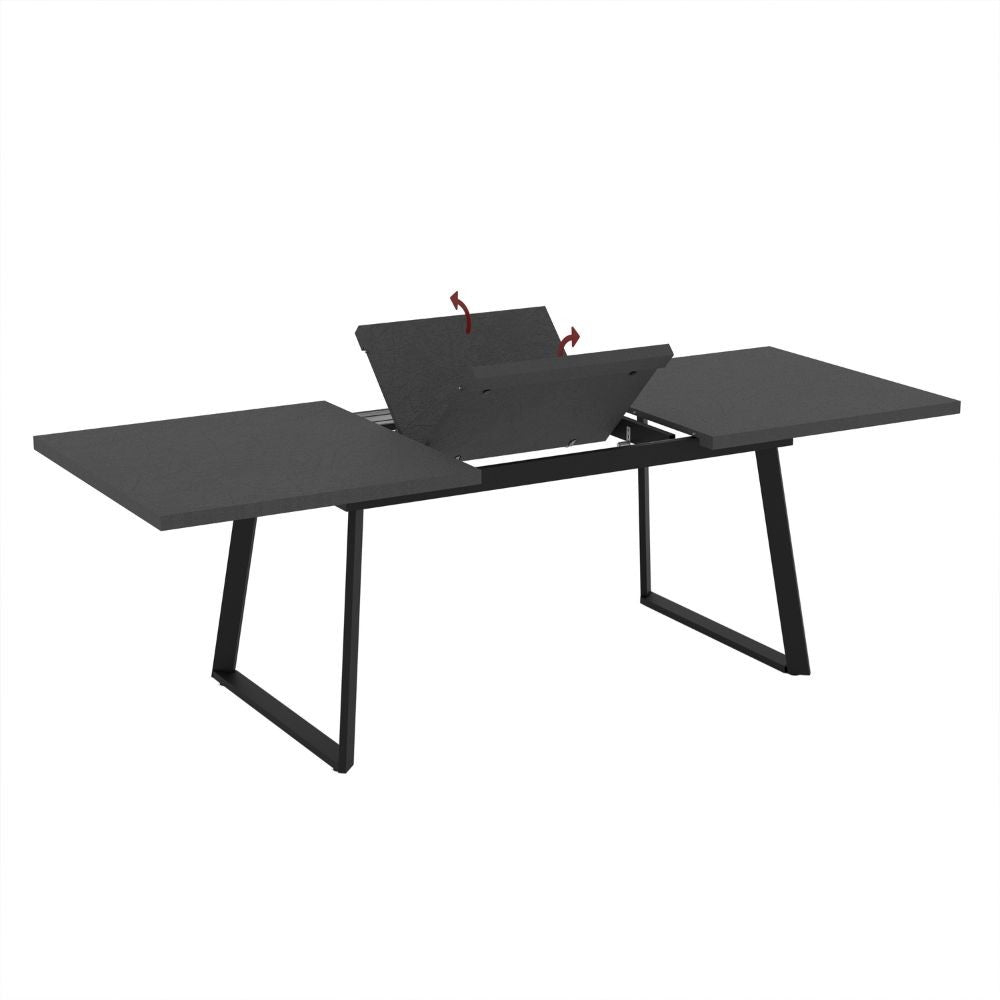 Tavolo allungabile piano ossido e gambe in metallo nero Lavinya 170x90x75h