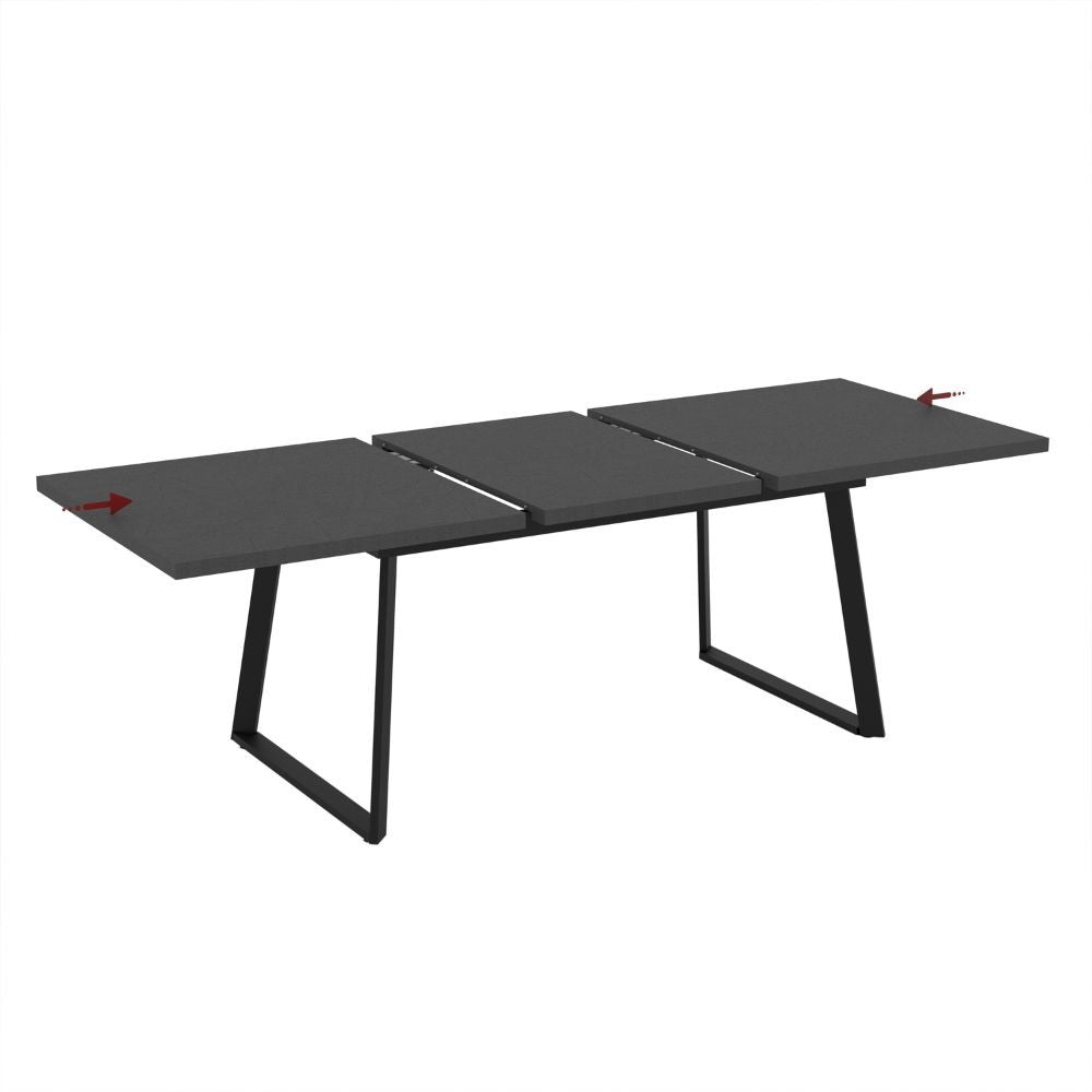 Tavolo allungabile piano ossido e gambe in metallo nero Lavinya 170x90x75h