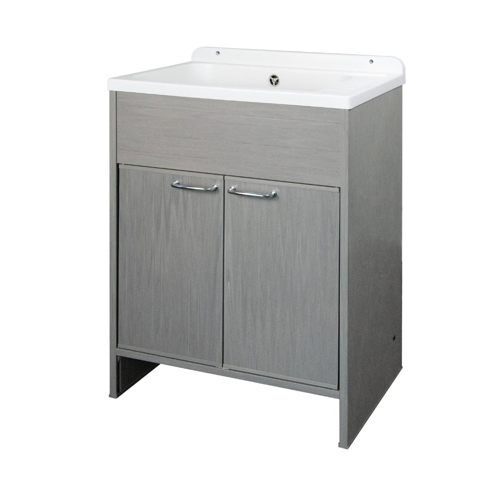 Mobile lavatoio salvaspazio 58x38 cm in PVC rovere grigio 2 ante Platone