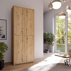 Armoire multi-usages 4 portes 74.5x35x192 couleur chêne Medea