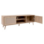 Mobile porta TV 150x52h cm con 2 ante colore quercia e effetto vimini - Bali 56A