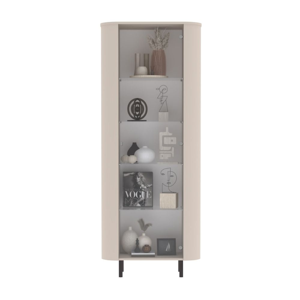 Vetrina anta vetro cashmere 80x43x196 cm con 4 ripiani in vetro Marini