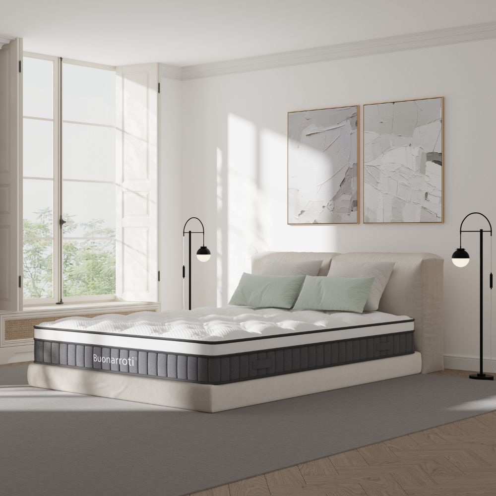 Matelas double à ressorts ensachés et tissu tricoté 160x190x21H Pici
