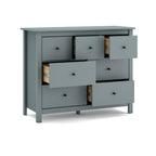 Kommode aus Massivholz mit 7 Schubladen, Khakigrün, 110x40x80H cm – Missy