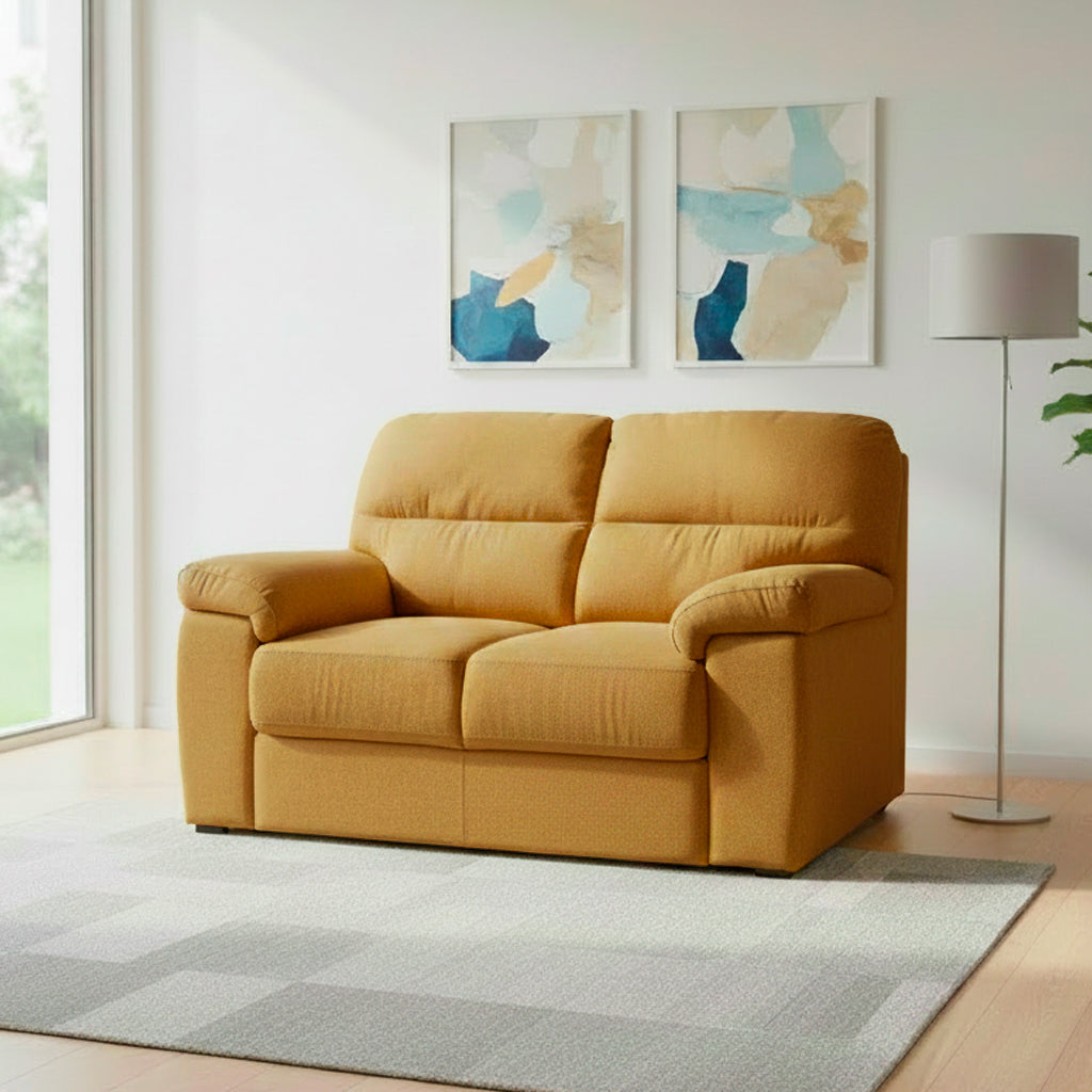 Divano 2 posti tessuto Roma15 colore senape 160x98x92h Alenda