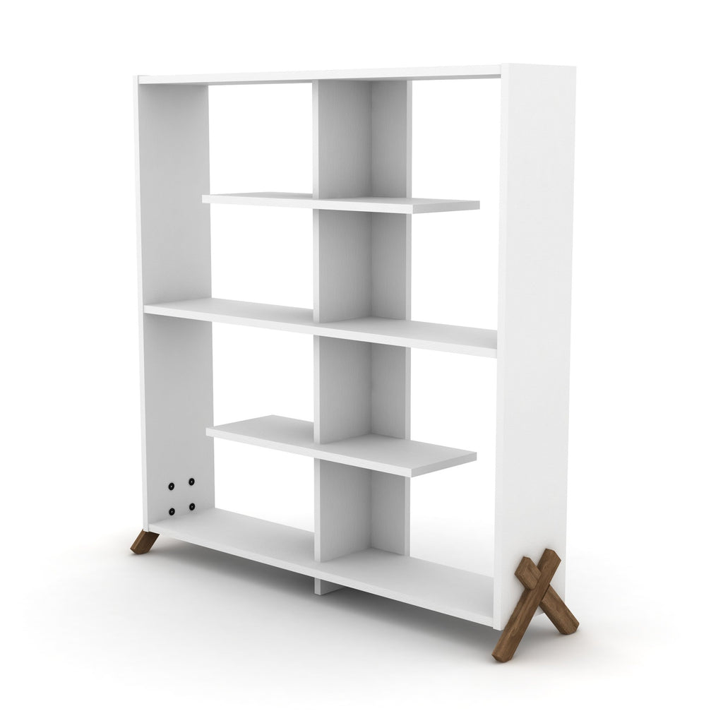Libreria 113x117h cm colore bianca con piedini a croce - Kipp