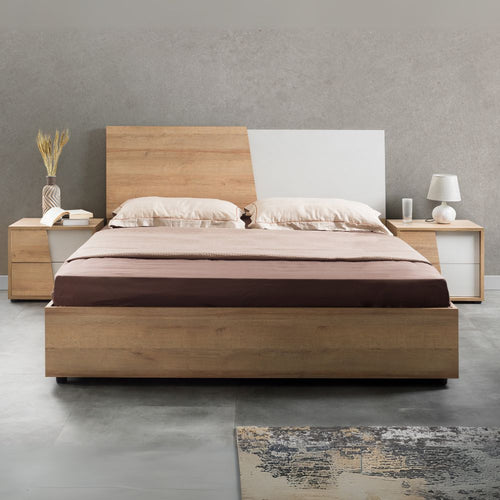 Camera da letto Fadri rovere miele e calce grigio chiaro