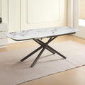 Tavolo allungabile girevole piano ceramica effetto marmo bianco 140x90x76H Astrid