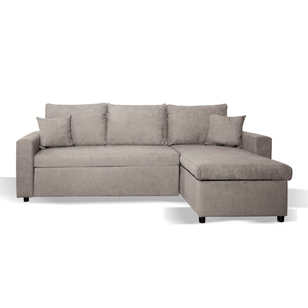 Divano con penisola reversibile funzione letto tessuto tortora 225x148x81H Golf