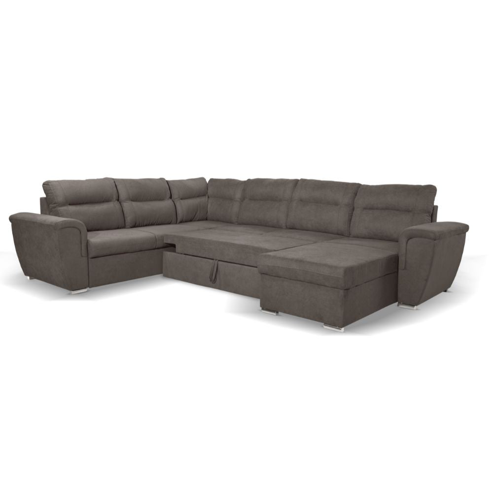 Divano angolare con letto e 2 contenitori colore khaki - Indaol